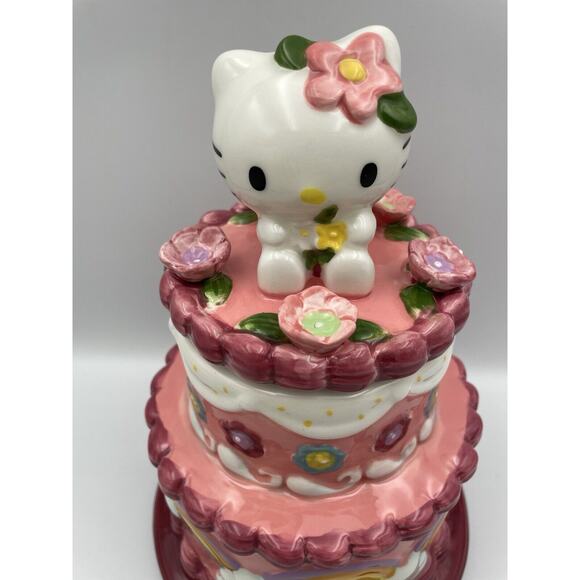 Hello Kitty Blue Sky Clayworks Ceramic Birthday Cake Canister Jar NWT - Picture 2 of 11